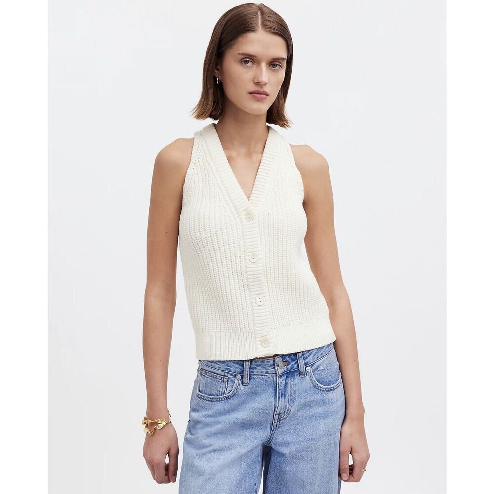 Madewell Cutaway Sweater Vest Bright Ivory